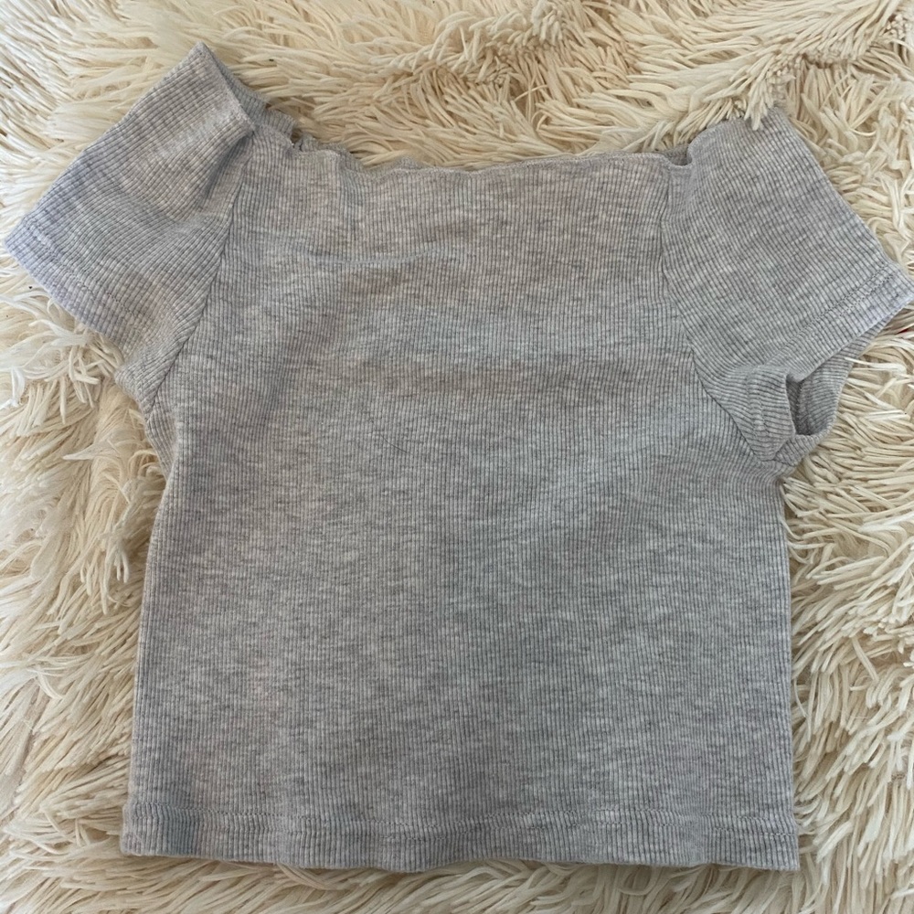 Grey Off The Shoulder Top